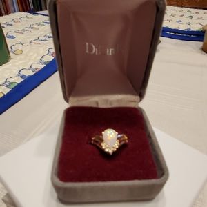 Opal ring with small diamond accent 10 K gold